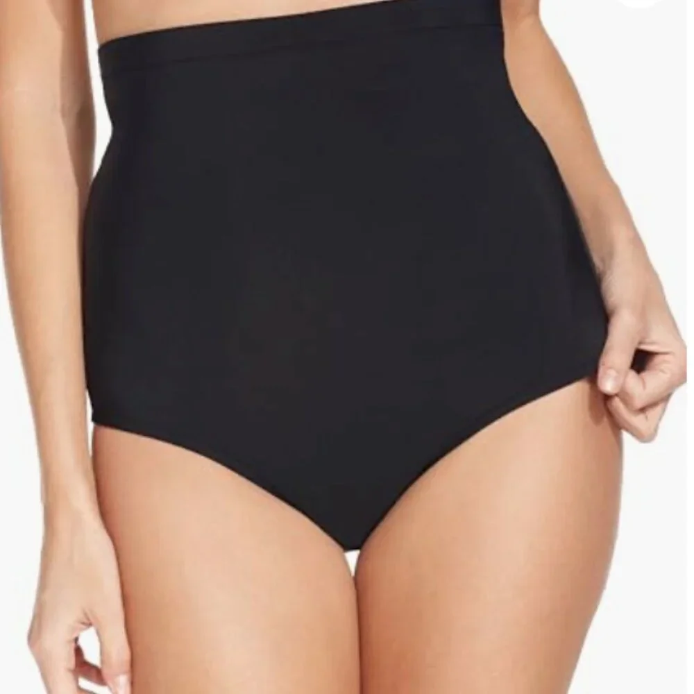 Swim Solutions Highwaist Swim Brief Bottom Women's Swimsuit Black 14 8445
